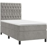  Box spring s madracem LED svjetlosivi 90x190 cm baršun | shoptok.hr