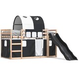  Krevet na kat s toboganom i zavjesama bijelo-crni 80 x 200 cm | shoptok.hr
