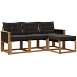 vidaXL Zunanja garnitura za sedenje z blazino 4 pcs Naravna in črna, (5000273406) | Shoptok.si