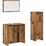  3-dijelni set kupaonskog namještaja od starog drveta Smeđa | Shoptok.si