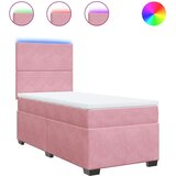 vidaXL Box spring postelja z vzmetnico roza 100x200 cm žamet | Shoptok.si
