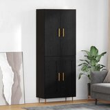 vidaXL Highboard Zidne Crni hrast 69,5 x 34 x 180 cm Konstruirano drvo Cijene