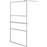 Pregrada za tuš s policom krom 115x195 cm staklo ESG i aluminij | shoptok.hr