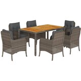  The Living Store Vrtna jedilna garnitura 7-delna z blazinami siv poli ratan - Vrtna Jedilna Garnitura, (21455088) | Shoptok.si