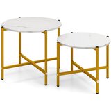 Costway Komplet Kava miza bela Okrogla stranska miza 2 kosa, (5000075584) Cene
