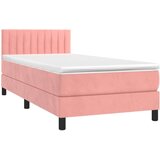  Box spring postelja z vzmetnico LED roza 90x200 cm žamet, (20901810) | Shoptok.si