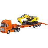 Kamion za igru s poluprikolicom i bagerom Huina 1:50 - narančasto/žuti | shoptok.hr