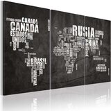  Slika - Map of the World (Spanish language) - triptych 120x80 | shoptok.hr