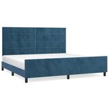  Posteljni okvir z vzglavjem temno moder 200x200 cm žamet, (20906323) | Shoptok.si