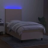  Box spring postelja z vzmetnico LED krem 90x190 cm blago, (20790525) | Shoptok.si
