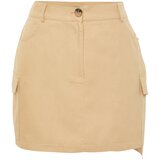 Trendyol Dark Beige Pocket Detailed Mini Woven Skirt Cene