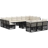  Sjedeća garnitura za vrt 14 kom. Crna poliratan 100 x 55 x 73 cm | Shoptok.si