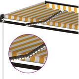 vidaXL Tenda na ručno uvlačenje s LED svjetlima 450x350 cm žuto-bijela | shoptok.hr