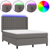  box spring s madracem LED sivi 140x190cm od umjetne kože | shoptok.hr