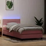Spring krevet s madracem i LED ružičasti 80 x 220 cm baršunasti