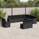  12-dijelni set vrtnih sofa od poliratana s jastucima crni | shoptok.hr
