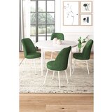 Hanah home Tor - White, Khaki WhiteKhaki Dining Table & Chairs Set (5 Pieces) | ePonuda.com