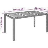 vidaXL Vrtni stol s drvenom pločom crni 150 x 90 x 75 cm od poliratana | shoptok.hr