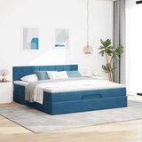  Otomanski krevet s madracem&amp LED tamnoplavi 160x200cm baršunasti | shoptok.hr