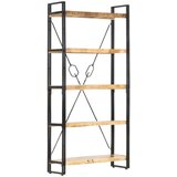 vidaXL Knjižna omara 5-nadstropna 90x30x180cm trden mangov les Cene