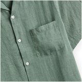 Portuguese Flannel Srajce s kratkimi rokavi Linen Camp Collar Shirt - Dry Green Zelena | Shoptok.si