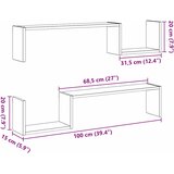  Polica na zidu s policom 2 pcs Crni hrast 100 x 15 x 20 cm | shoptok.hr