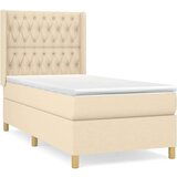  Box spring postelja z vzmetnico krem 90x200 cm blago, (20896365) | Shoptok.si