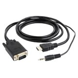 Gembird A-HDMI-VGA-03-6 HDMI to VGA and audio adapter cable, single port, 1,8m, black adapter | ePonuda.com