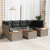 vidaXL 6-delni vrtni kavč set z blazinami siv poli ratan akacija | Shoptok.si