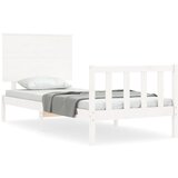 vidaXL Posteljni okvir z vzglavjem bel 3FT trden les, (20736139) | Shoptok.si