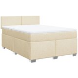 vidaXL Box spring postelja z vzmetnico krem 160x200 cm blago, (21304886) Cene