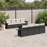 Maison Chic Seti vrtnega pohištva - Vrtna garnitura - Vrtni pohištvo set 9-delna z blazinami črn poli ratan, (21798538) | Shoptok.si