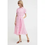 Polo Ralph Lauren Lanena obleka roza barva, 211935154