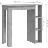 vidaXL Barski stol s policom siva boja betona 102x50x103 5 cm iverica | shoptok.hr