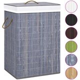  Košara za rublje od bambusa s 2 odjeljka siva 72 L | shoptok.hr