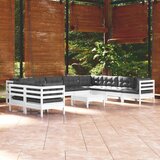 Maison Chic Seti vrtnega pohištva - Vrtna garnitura - Vrtni pohištvo set 11-delna z blazinami bela borovina, (21816099) | Shoptok.si