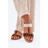 Boto Flat Women's Sandals With Beads Leopard Brown Virona | Shoptok.si