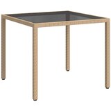  Vrtni stol 90 x 90 x 75 cm od kaljenog stakla i poliratana bež | shoptok.hr