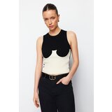 Trendyol Black Bodice Detailed Color Block Knitwear Blouse Cene