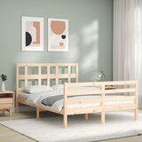  The Living Store Posteljni okvir z vzglavjem trden les - Posteljni Okvir, (21444484) | Shoptok.si
