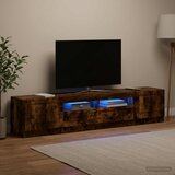 LED TV kabinet UTRECHT 3 kom. Dimljeni hrast Konstruirano drvo Smeđa 100 x 35 x 40 cm Cijene