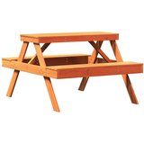  The Living Store Piknik miza voščeno rjava 105x134x75 cm trdna borovina - Piknik Miza, (21451903) | Shoptok.si