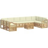 vidaXL Zunanja garnitura za sedenje 11 pcs Bela in krem Poliester, (5000281994) | Shoptok.si