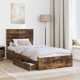  Postelja s shranjevanjem z vzglavjem Dimljeni oreh 75 x 190 cm, (5000106522) | Shoptok.si