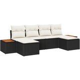 vidaXL 6-delni vrtni kavč set z blazinami Črni Poli Ratan Akacija, (22092954) | Shoptok.si