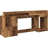 vidaXL Radni stol s LED svjetlima boja starog drva 200x55x91 cm drveni | shoptok.hr