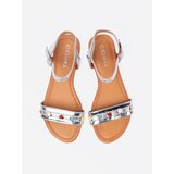 Shelvt Silver flat sandals with colorful studs | shoptok.hr