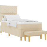 vidaXL Krevet s podnicom s madracem i klupom Krem 90x200 cm Tkanina | shoptok.hr