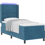 vidaXL Postelja s škatlastim vzmetenjem z vzmetnico in LED temno modra 80x200 cm žamet, (22049409) Cene