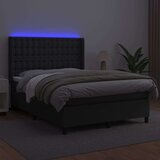  Box spring s madracem LED crni 140 x 190 cm umjetna koža | shoptok.hr